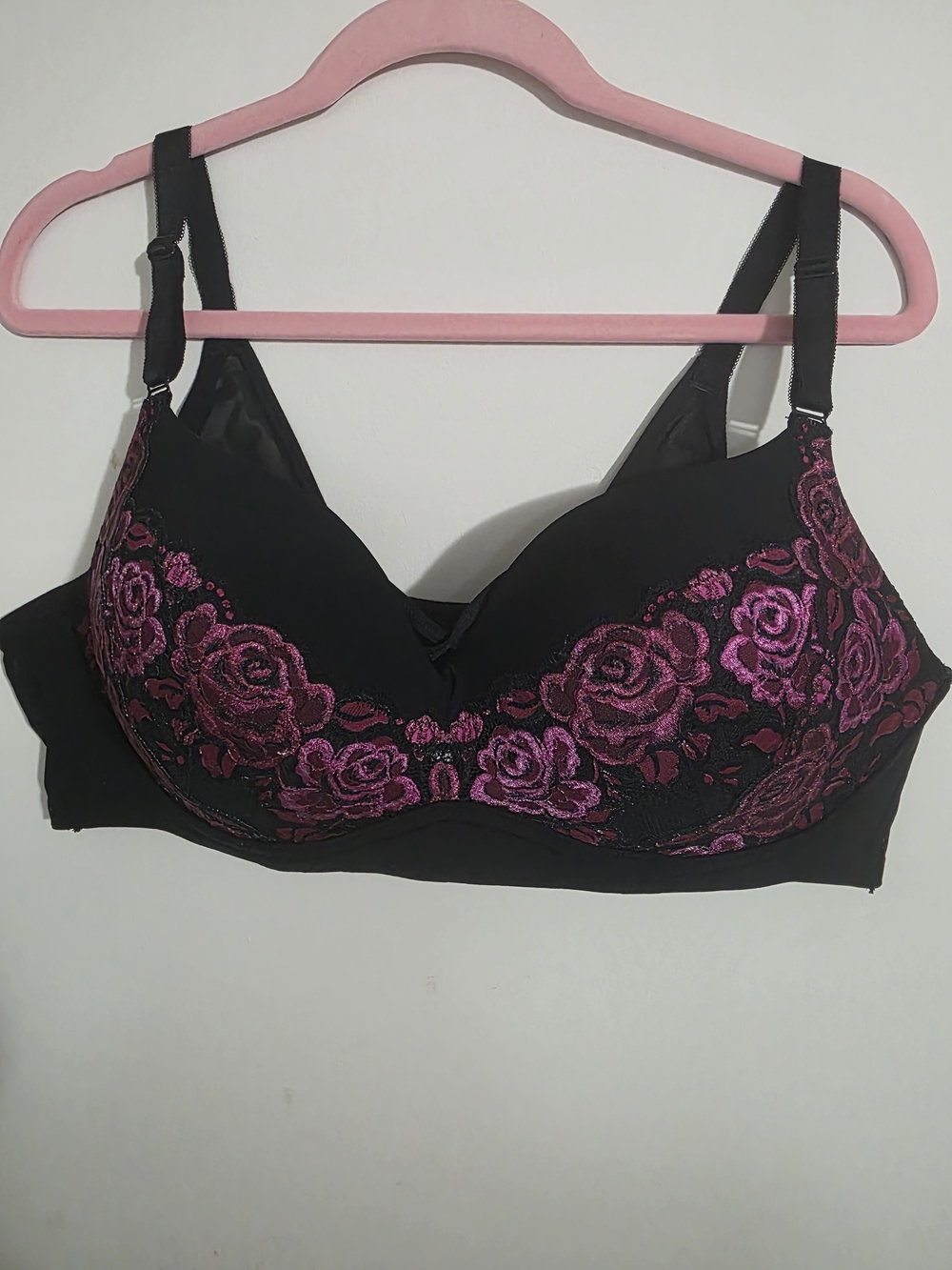 Torrid 44C No Wire Push Up Pink Floral Embroidered Bra